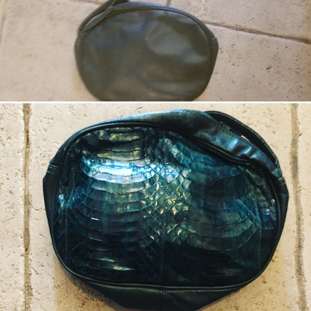 SOLD Vintage Emerald green eel skin shoulder bag - Picture 1 of 2